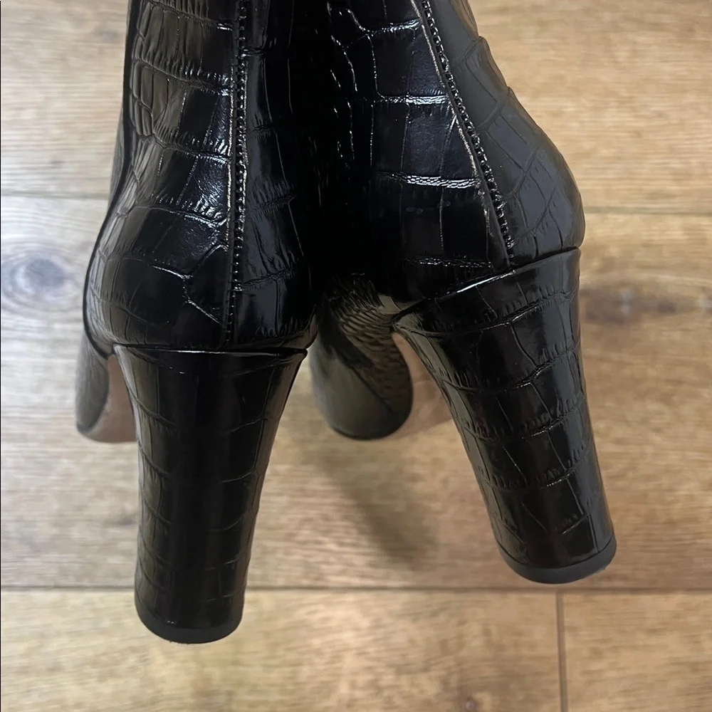 M Grigianricio Black Croc Embossed Ankle Boots Size 38/8